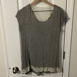 Jolt oversized grey T size large with lace back detailing and trim